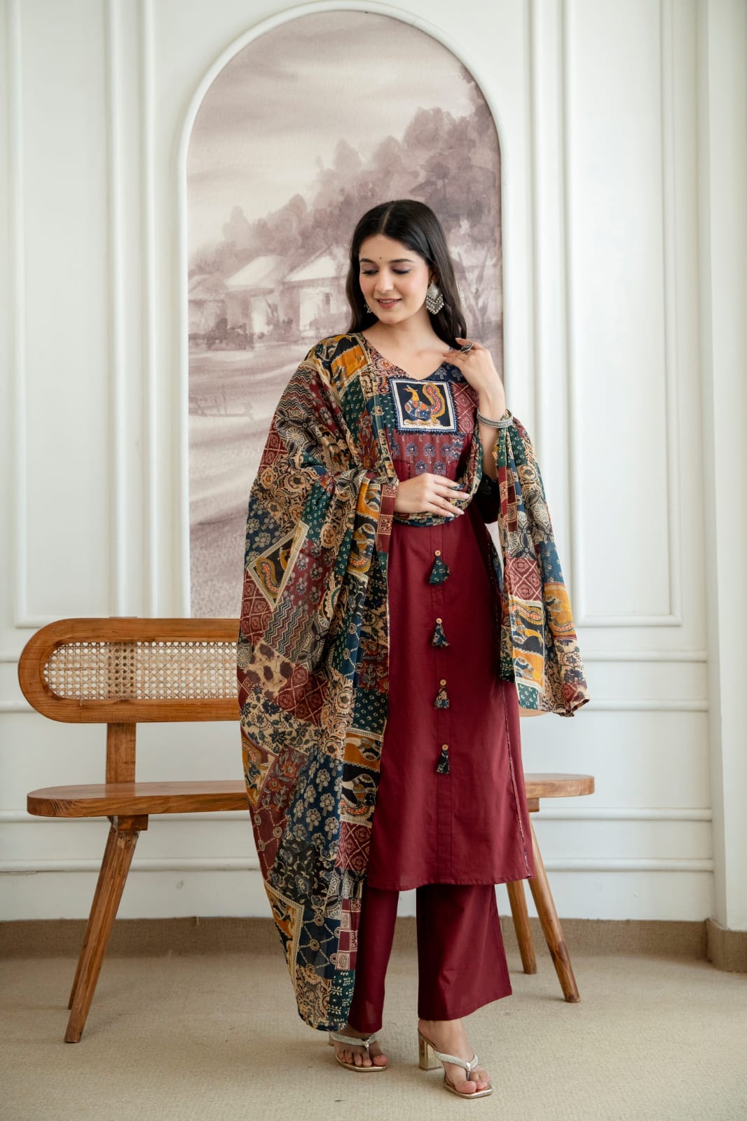 💫Easy Breezy Summer Cotton Kurta pent and Dupatta Sets*