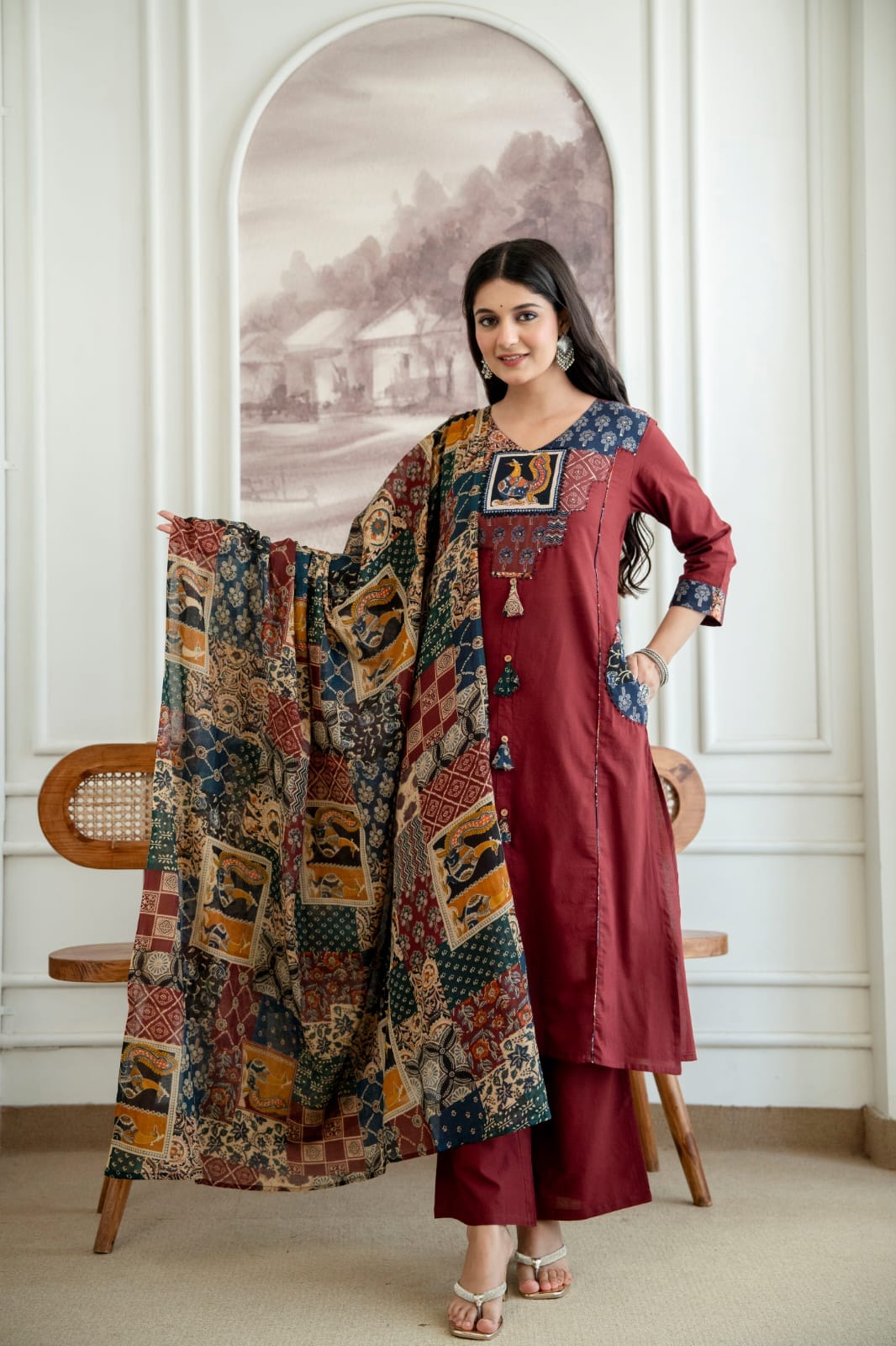 💫Easy Breezy Summer Cotton Kurta pent and Dupatta Sets*