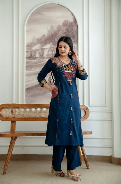 💫Easy Breezy Summer Cotton Kurta pent and Dupatta Sets*